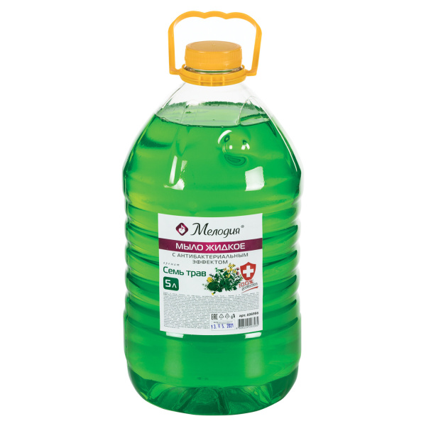 Мыло жидкое с антибактериальным эффектом 5л МЕЛОДИЯ "Семь трав", ПЭТ, 606986