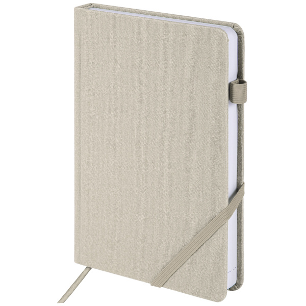 Ежедневник недатированный А5 138x213мм BRAUBERG Finest под кожу, резинка, 136л, бежевый, 111871