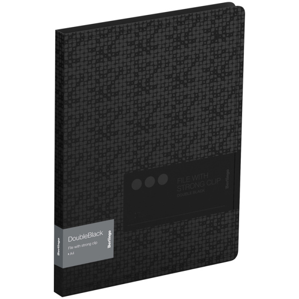 Папка c зажимом Berlingo "DoubleBlack" А4, пластик, 17мм, 600мкм, черная, с внутр. карманом, с рисунком FSc_A4701 299412