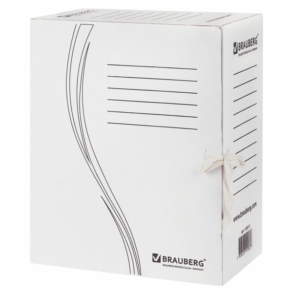 Папка архивная с завязками А4(325х260мм), 150мм,до1400л,плотн,микрогофрокартон,БЕЛАЯ,BRAUBERG,126513