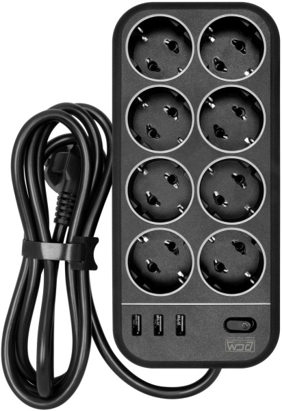 Сетевой фильтр Powercom SP-08 USB03AB на 8 розеток 3 метра 2022969