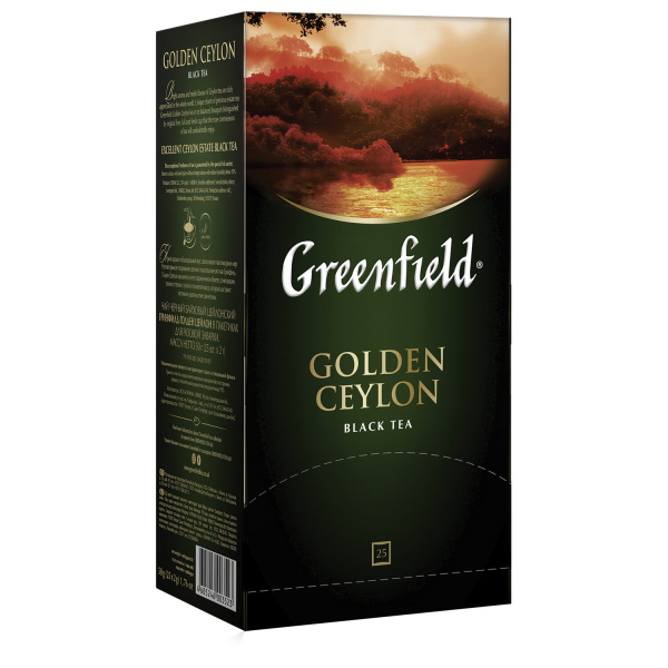 Чай GREENFIELD "Golden Ceylon" черный цейлонский, 25 пакетиков в конвертах по 2 г, 620009