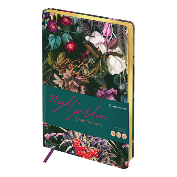 Ежедневник недатированный, А5, 136л., кожзам, Greenwich Line "Night garden. Dark persian", тон. блок ENA5_44979 342853 - МСК «Форвард»