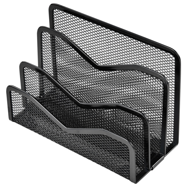 Подставка для бумаг и писем BRAUBERG "Germanium", металл, 3 секции, 122х173х83мм, черная, 231946