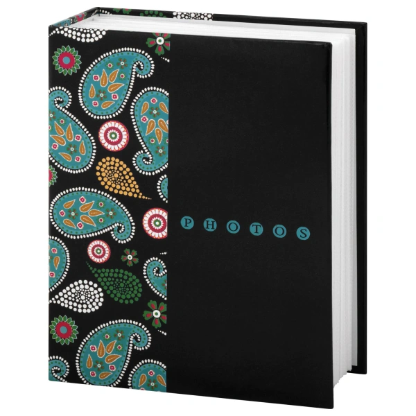 Фотоальбом BRAUBERG на 304 фото 10*15 см, твердая обложка, Пейсли, черный с голубым, 390674