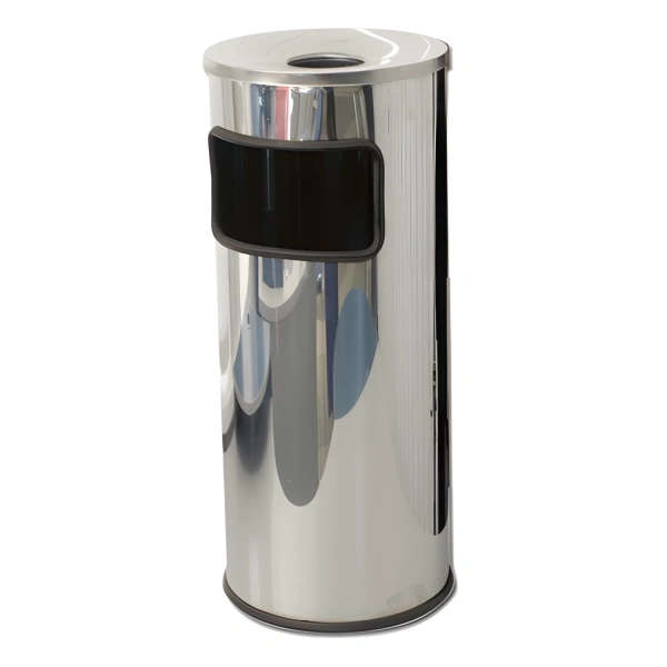 Урна металлическая с пепельницей (в600*ш250*г250мм) 29 литров, нерж. сталь, хром, 250НН, 231011