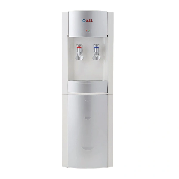 Кулер для воды LD-AEL-28c, напольный, НАГРЕВ/ОХЛАЖ. ЭЛЕКТРОННОЕ, шкафчик 10л, 2 крана, белый/сереб 0 454330