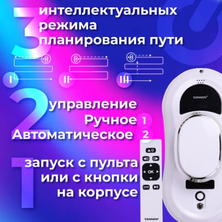 Робот-мойщик окон SONNEN Tech RWC-121 UltraClear, датчик от падения, 26 салфеток, пульт ДУ, 456183 - МСК «Форвард»