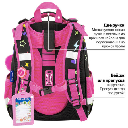 Ранец BRAUBERG PREMIUM, 2 отделения, с брелоком, "Headphones", велюровая нашивка, 38х29х16 см, 273100 - МСК «Форвард»