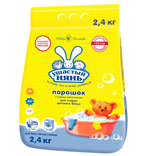 Стиральный порошок для всех типов стирки 2,4кг УШАСТЫЙ НЯНЬ,  01013 600900