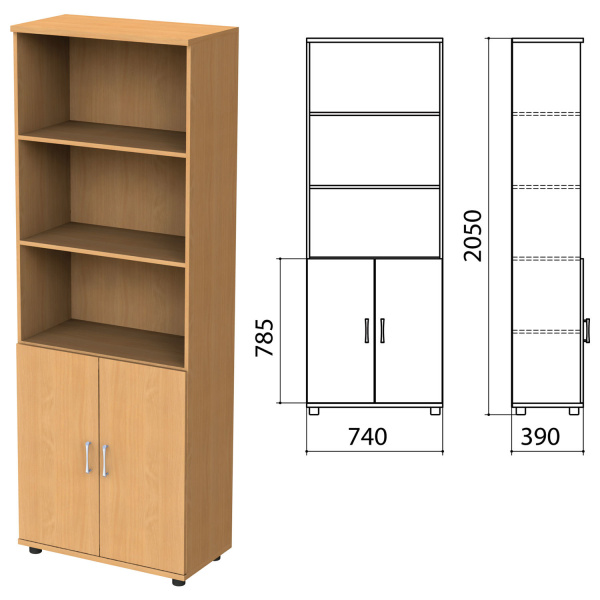Шкаф полузакрытый "Монолит", 740х390х2050мм, цвет бук (КОМПЛЕКТ) 980075