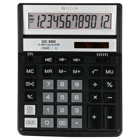 Калькулятор настольный Eleven SDC-888X-BK, 12 разрядов, двойное питание, 158*203*31мм, черный SDC-888X-BK 339222 - МСК «Форвард»