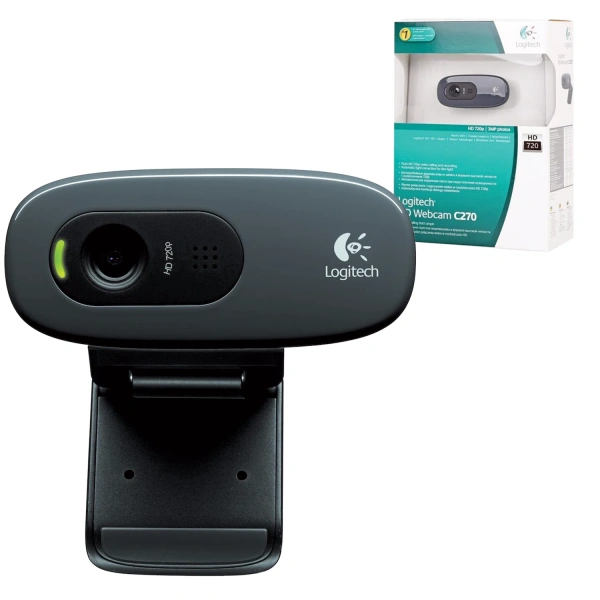 Веб-камера LOGITECH C270, 1/3Мпикс, микрофон, USB 2.0, черная, рег. крепеж, 960-000636/960-001063  350834