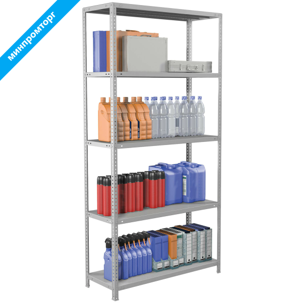 Стеллаж металлический BRABIX MS Plus-200/40-5 (в2000*ш1000*г400мм), 5 полок, регулир. опоры, 291109 