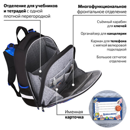 Ранец BRAUBERG PREMIUM, 2 отделения, с брелоком, "Score goal", 3D-панель, 38х29х16 см, 273102 - МСК «Форвард»