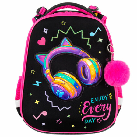 Ранец BRAUBERG PREMIUM, 2 отделения, с брелоком, "Headphones", велюровая нашивка, 38х29х16 см, 273100 - МСК «Форвард»