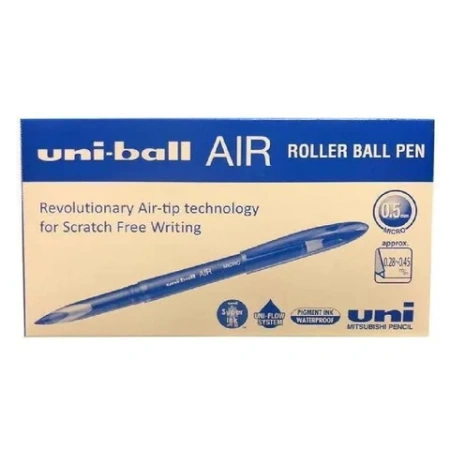 Ручка-роллер Uni-Ball "AIR Micro", СИНЯЯ, корпус черный, узел 0,5 мм, линия 0,24 мм, UBA-188-M BLUE 144115 - МСК «Форвард»