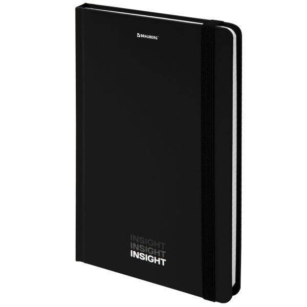 Блокнот с резинкой в клетку 96л, А5 145х203мм, твердая обложка, BRAUBERG, Insight, 113723