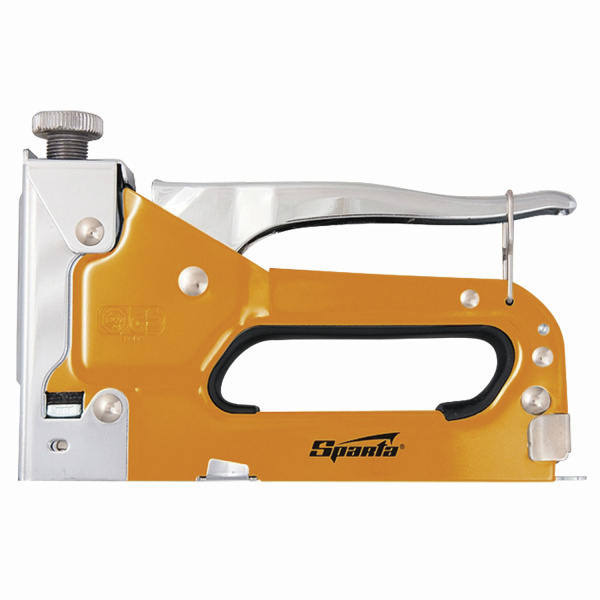 Степлер мебельный SPARTA, стальной, регулируемый, тип скобы: 53, 4-14 мм, комплект 200 скоб, 42002 670221