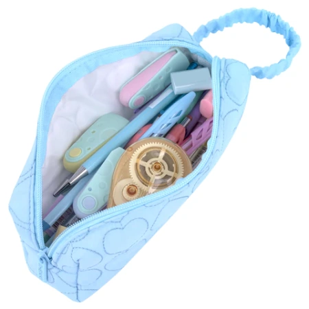 Пенал-косметичка HEIKKI (ХЕЙКИ) с ручкой, 1 отделение, стеганый полиэстер, 21х8х5 см, голубой, 273607 - МСК «Форвард»