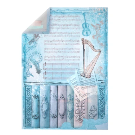 Бумага для скрапбукинга 15х21 см "Нотная Гамма", двусторонняя, 12 листов, 240 г/м2, ОСТРОВ СОКРОВИЩ, 665445 - МСК «Форвард»