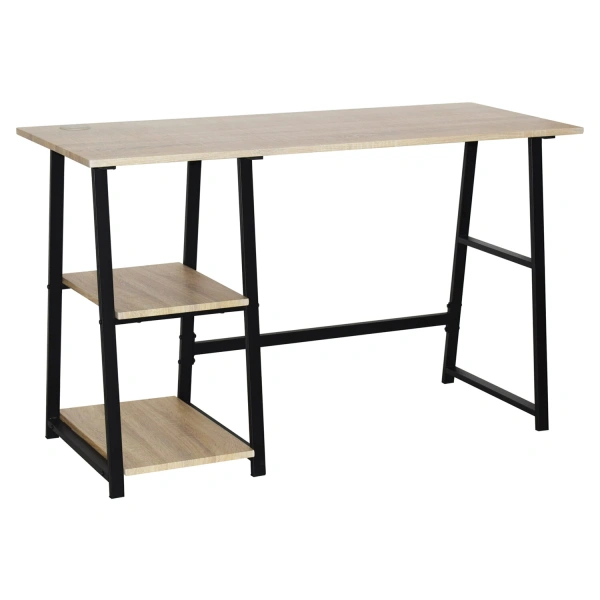 Стол на металлокаркасе BRABIX LOFT CD-006 (ш1200*г500*в730мм), 2 полки, цвет дуб натуральный,641226