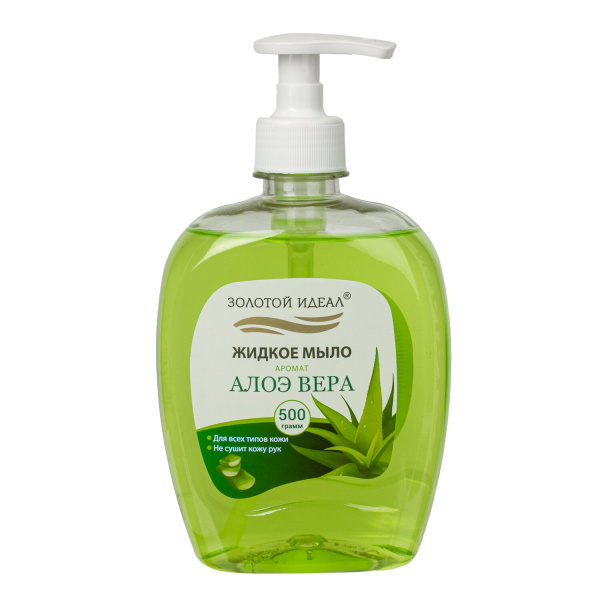 Мыло жидкое 500г ЗОЛОТОЙ ИДЕАЛ "Алоэ-вера", дозатор, 606785