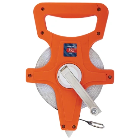 Рулетка геодезическая 30 м х 13 мм, лента фибергласс, открытый корпус, RABBITEX (РАББИТЕКС), 671367 - МСК «Форвард»