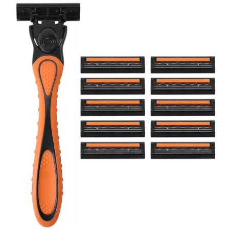 Бритвенный станок многоразовый мужcкой, 3 лезвия, 11 кассет, оранжевый, X-ONE, 700023 - МСК «Форвард»