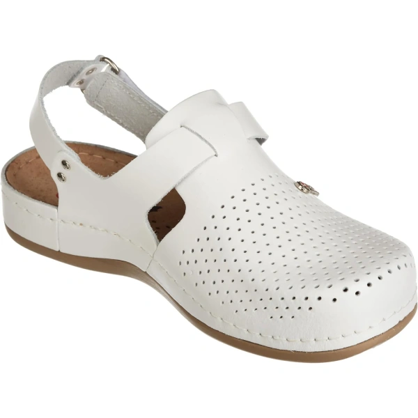 Сабо женские Leon MED951 ПУ из натуральной кожи белые размер 38 с ремешком 1421514 - МСК «Форвард»