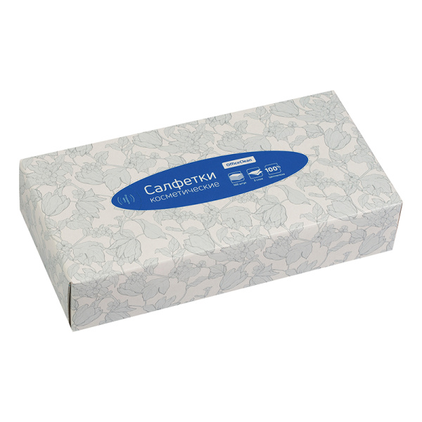 Салфетки косметические OfficeClean, 2-слойные, 20*20см, в картонном боксе, белые, 100шт 279679 - МСК «Форвард»