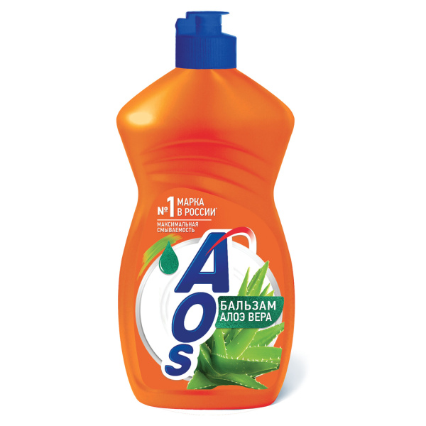 Средство для мытья посуды 450мл AOS "Бальзам Алоэ Вера", 1112-3 605054