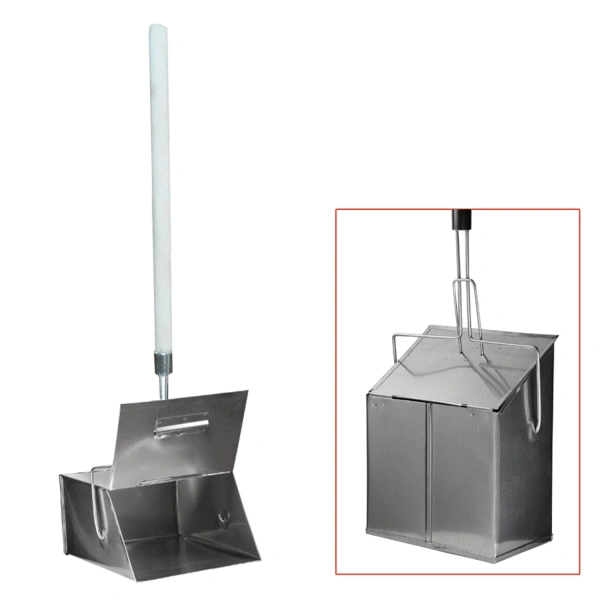 Совок для мусора,24х29см, закрывающаяся крышка, деревянная рукоятка 75см, "ЛОВУШКА", металлический 603586