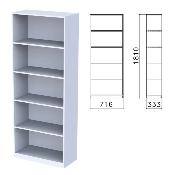 Шкаф (стеллаж) "Бюджет" (ш716*г333*в1810 мм), 4 полки, серый 030, 402651, 402651-030 640634