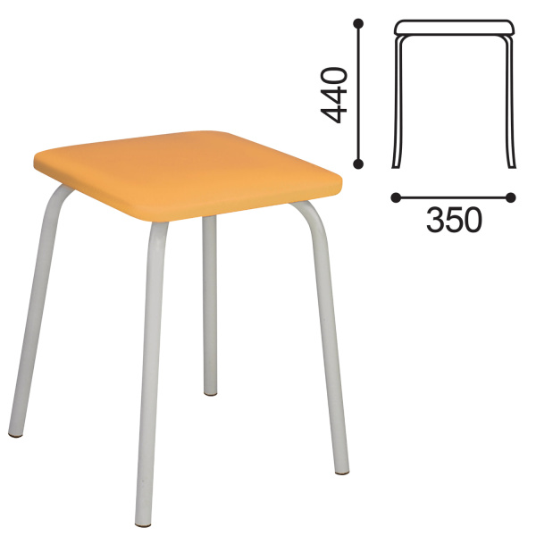 Табурет РС01-03, серебристый каркас, песочный кожзам 523, РС.01/03-523-05 531131