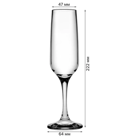 Бокал для шампанского на ножке узкий, 200 мл, КОМПЛЕКТ 6 штук, стекло, PASABAHCE "ИЗАБЕЛЛА", фирменная подарочная упаковка, 440270 700571 - МСК «Форвард»