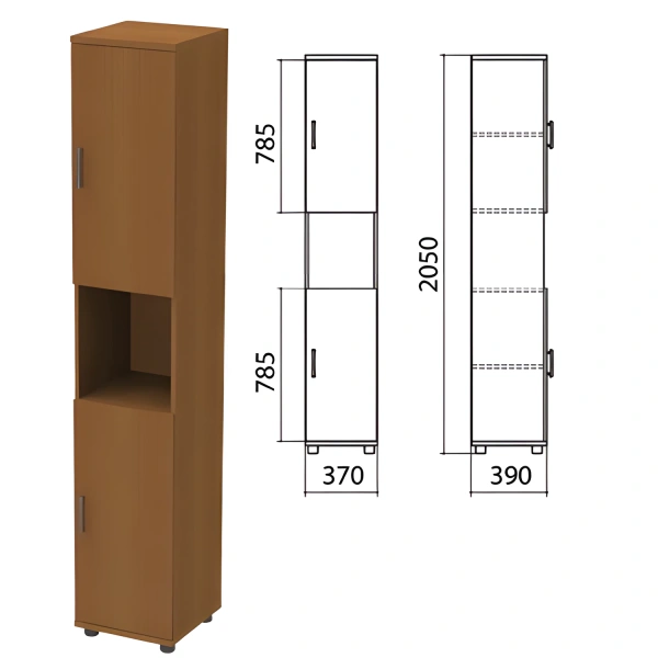 Шкаф полузакрытый "Монолит", 370х390х2050мм, цвет орех (КОМПЛЕКТ) 980097