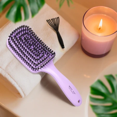 Расческа для волос массажная, 24x7,5 см, с натуральной щетиной + щетка для чистки В ПОДАРОК, MONTE VITA (МОНТЕ ВИТА), 457432 - МСК «Форвард»