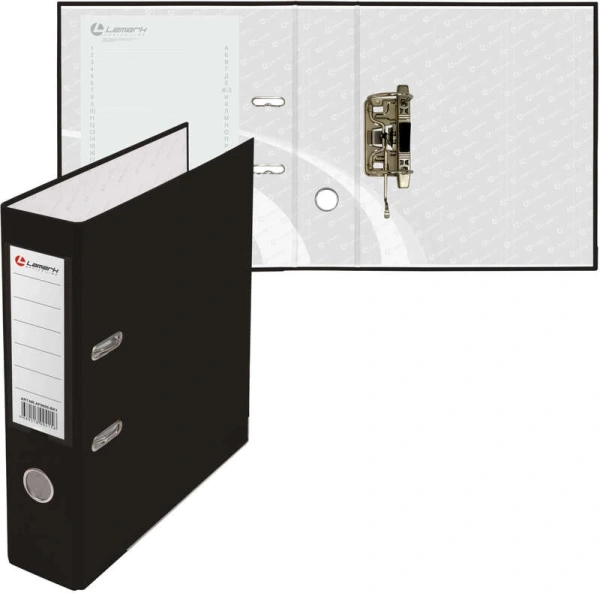 Папка регистратор 80мм А4 РР черная, металлическая окантовка, карман AF0600-BK1/AF0600-BK1 Lamark (Ламарк)128/73315 - МСК «Форвард»