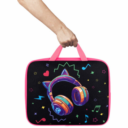 Папка на молнии с ручками BRAUBERG А4, 1 отделение, полиэстер, 80 мм, "Headphones", 273302 ПРОДАЖИ ПРЕКРАЩЕНЫ - МСК «Форвард»