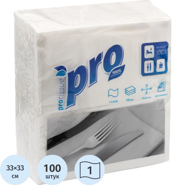 Салфетки бумажные 33x33 см Protissue 1-сл белые 100 листов сложение 1/8 C232 1415049 - МСК «Форвард»