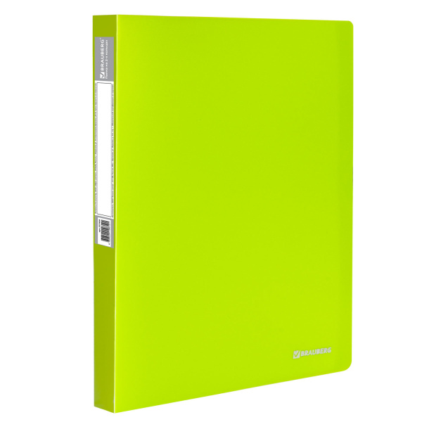 Папка на 2 кольцах BRAUBERG "Neon", 25мм, внутренний карман, неон. зеленая, до 170л, 0,7мм, 227456