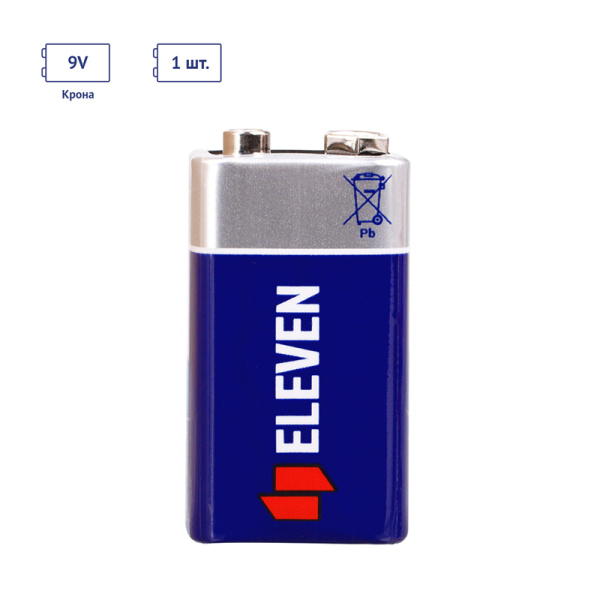 Батарейка Eleven MN1604 (6F22) Крона, солевая, 1шт OS1 термопленка 301743 - МСК «Форвард»