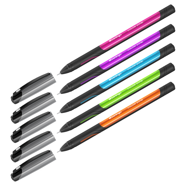 Ручка шариковая маслянная Berlingo "Color Zone stick" синяя, 0,7мм, прорезиненный корпус ассорти игольчатая  CBp_70950 285411 - МСК «Форвард»