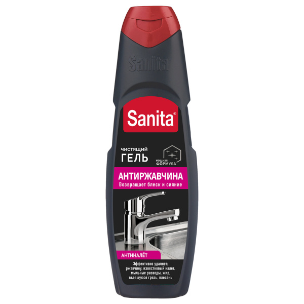 Средство для удаления ржавчины и известкового налета 500г SANITA (Санита) "Антиржавчина", гель 02375  601962
