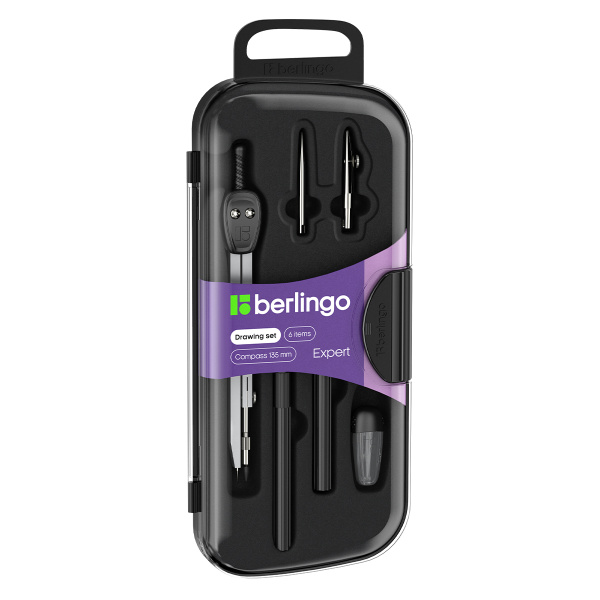 Готовальня Berlingo "Expert", 6 предметов, циркуль 135мм, пластиковый футляр DS_00606 231678 - МСК «Форвард»