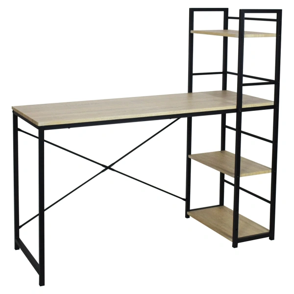 Стол на металлокаркасе BRABIX LOFT CD-005 (ш1200*г520*в1200мм), 3 полки, цвет дуб натуральный,641223