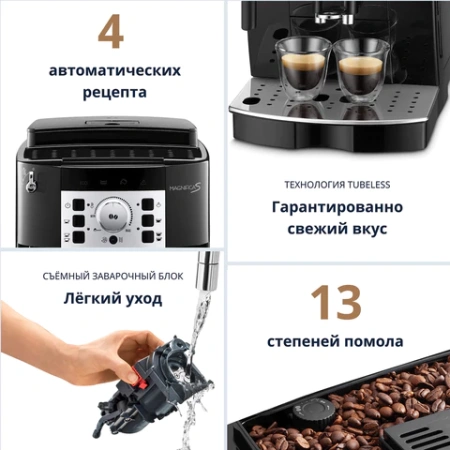Кофемашина DELONGHI Magnifica S ECAM 22.110.B, 1450 Вт, объем 1,8 л, ручной капучинатор, черная, EСAM 22.110.B 451596 - МСК «Форвард»