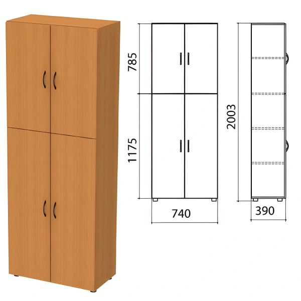Шкаф закрытый "Фея", 740х390х2000мм, цвет орех милан (КОМПЛЕКТ) 980037