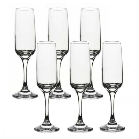 Бокал для шампанского на ножке узкий, 200 мл, КОМПЛЕКТ 6 штук, стекло, PASABAHCE "ИЗАБЕЛЛА", фирменная подарочная упаковка, 440270 700571 - МСК «Форвард»